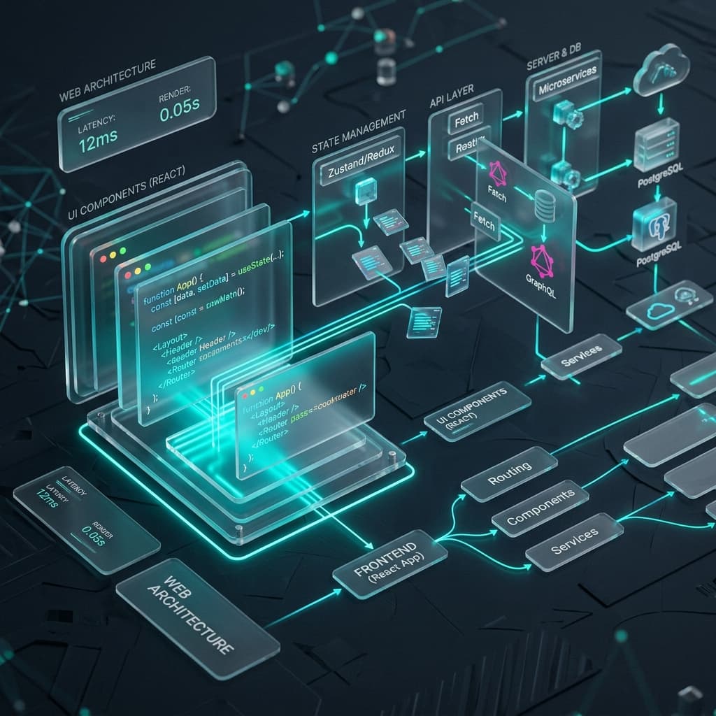 Abstract visualization of modern web architecture